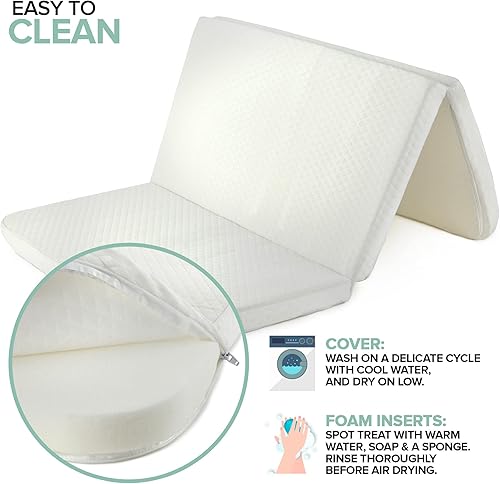 Miniatura 4 de Cubrecolchón plegable de viaje con bolsa, mini colchones portátiles impermeables para cuna, cubierta de espuma viscoelástica para cama de bebé,