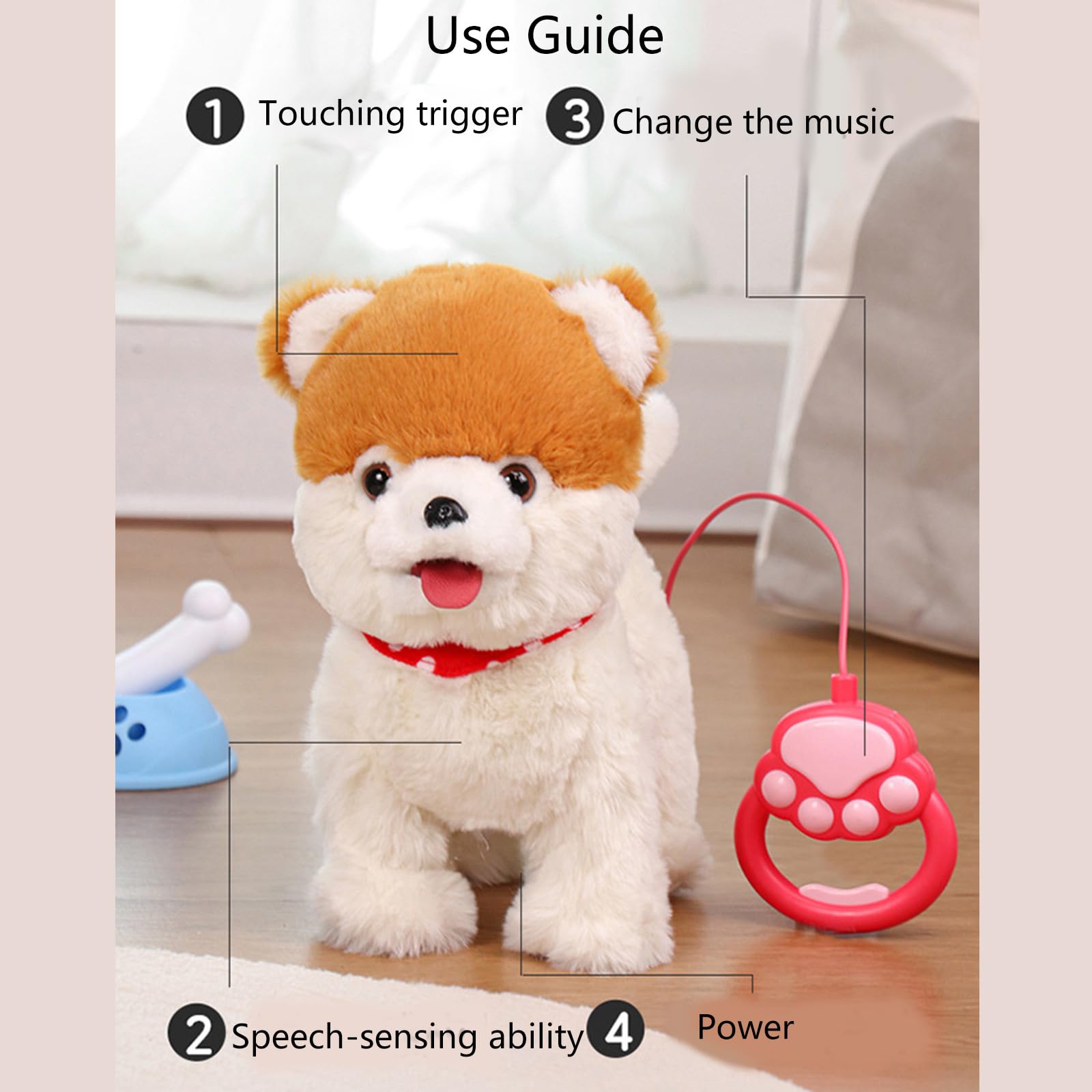 Creatura Peluche Animata con Effetti sonori e trasduttore Movimento Include Set Alimentazione da 6 Giocattolo educativo Peluche parlante in Movimento
