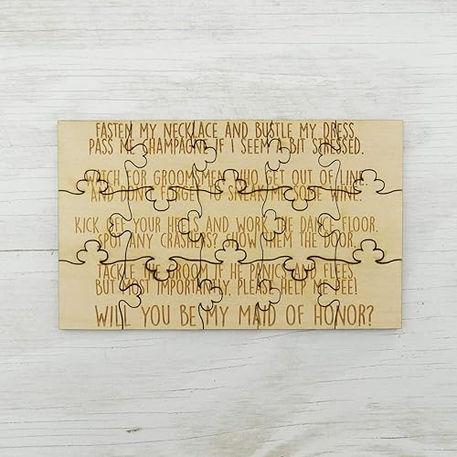 Will You Be My Maid of Honor Rompecabezas de acertijo Rompecabezas de madera de tilo de 15 piezas, 5.75 x 3.5 pulgadas, propuesta de regalo para