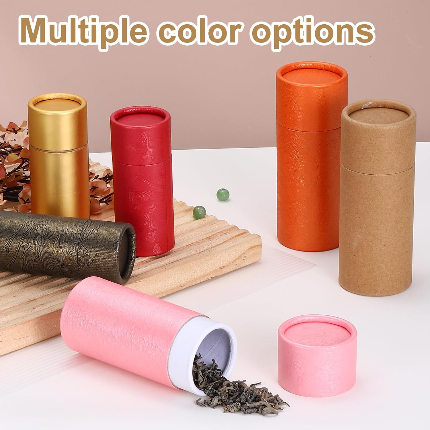uxcell 10pcs Kraft Paperboard Tubes, 30ml Empty Round Cardboard Box Gift Packing Box Tube Container for Essential Oil Bottle Packaging Crafts Pencils Tea Caddy Coffee Cosmetic, Pink