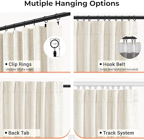 Miniatura 3 de 100% Blackout Shield Cortinas opacas completas para dormitorio de 72 pulgadas de largo, juego de 2 paneles, anillos de clipbolsillo para barra,