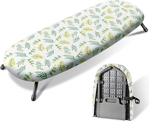 Miniatura 19 de SheeChung Mini tabla de planchar de 12"x32", tabla de planchar de mesa con funda de algodón extraíble y almohadilla, mesa de planchar con base