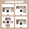 Juego de Muebles de Patio de 7 Piezas Shintenchi, Juego de Sofá Seccional para Exterior Todo Clima, Sofá de Mimbre PE Tejido Manual, Juego de Conversación con Mesa de Vidrio y Cojín para Otomana y Cojines Rojos, Beige 7