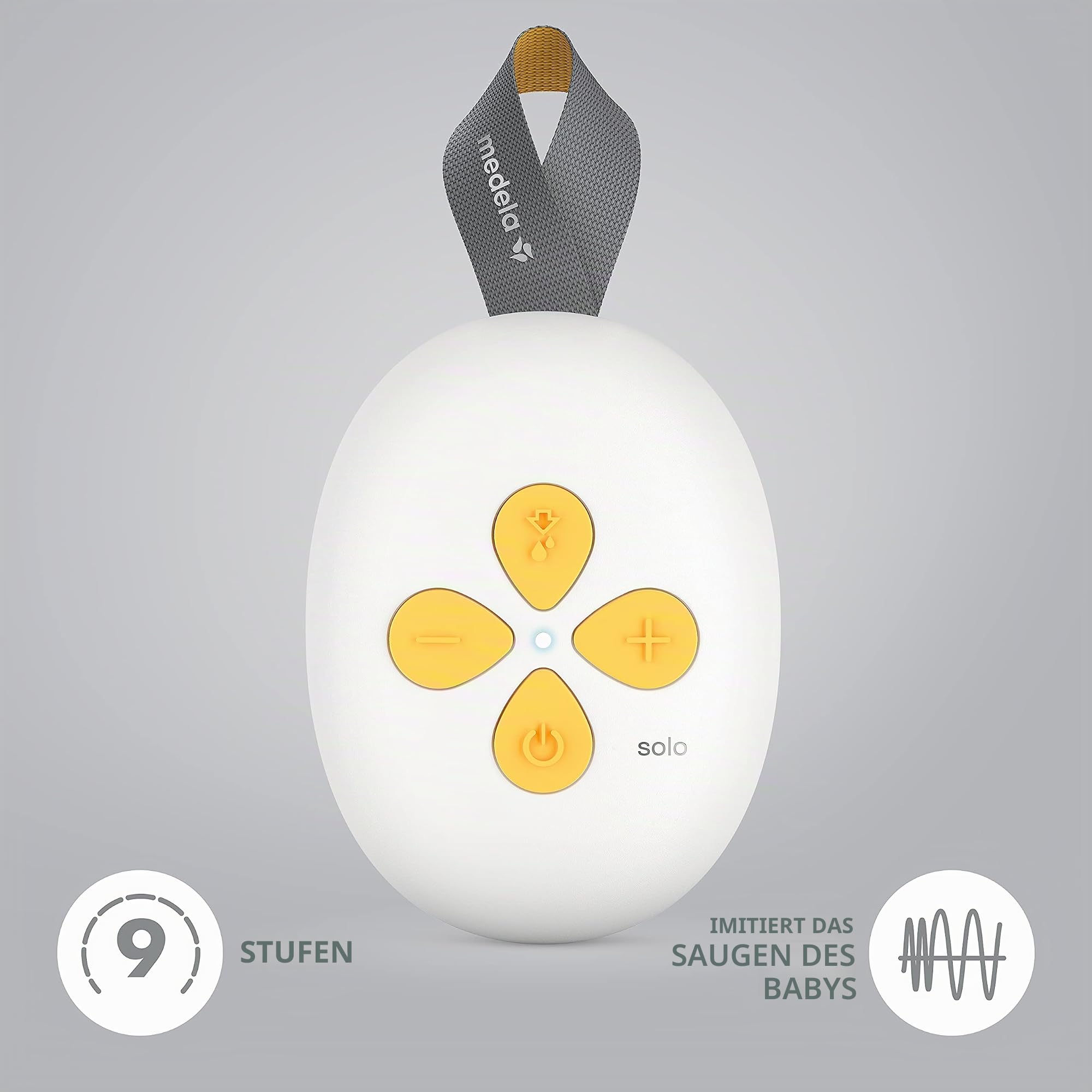 Medela Solo-Milchpumpe, elektrisch, einfach, leise, wiederaufladbar über USB, mit PersonalFit Flex und 2-Phasen Expression Technologie von Medela