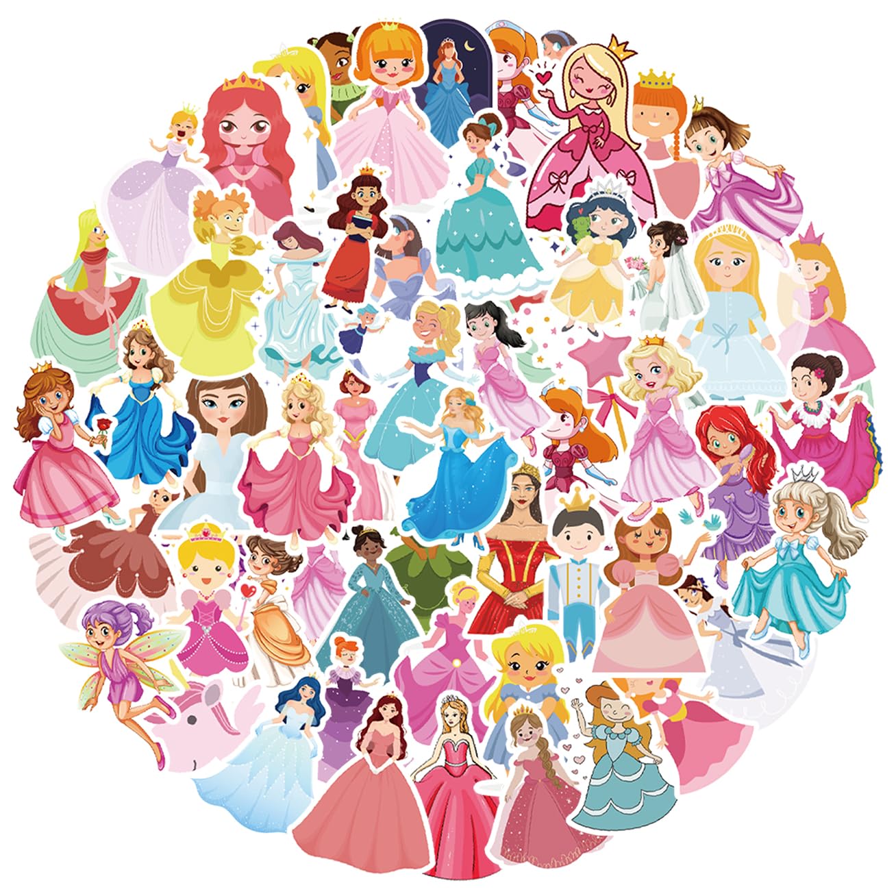 Prinzessin Sticker Set 50 Stück, Graffiti Wasserdichte Vinyl Princess Schloss Aufkleber für Laptop, Wasserflasche, Reisekoffer, Handyhülle, iPad, Tagebuch, Scrapbook, Kinder Jugendliche