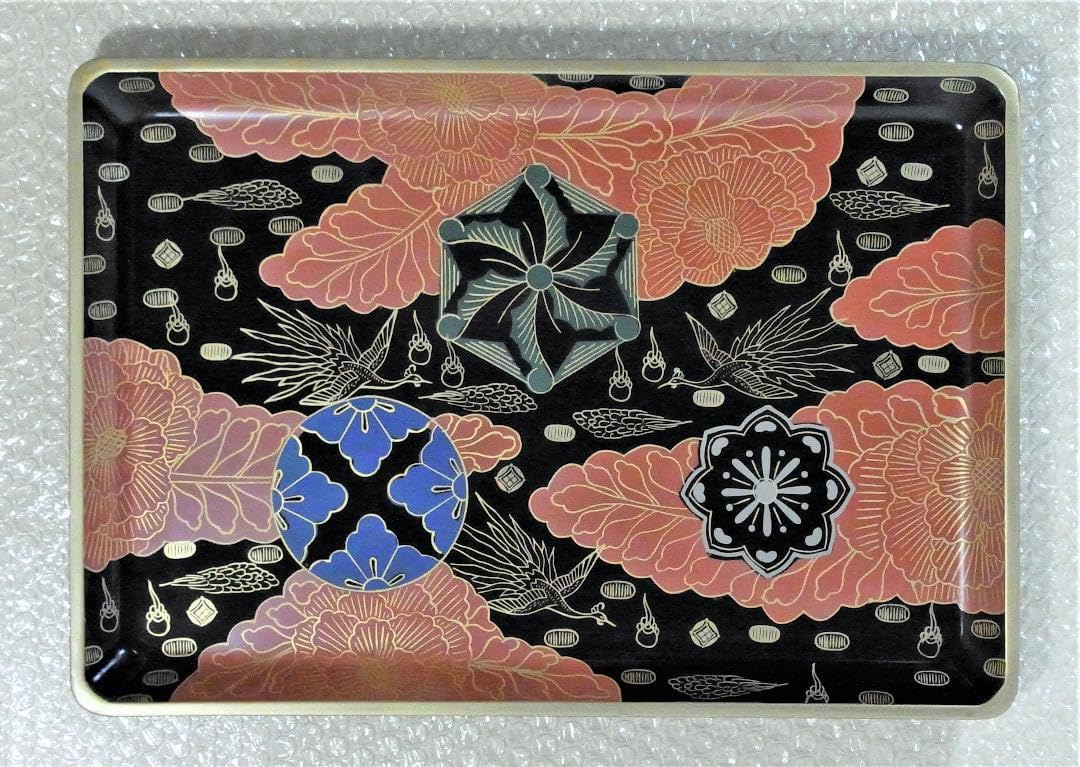 木製本漆塗 皿形長手盆 錦絵 会津塗 木製本漆塗 皿