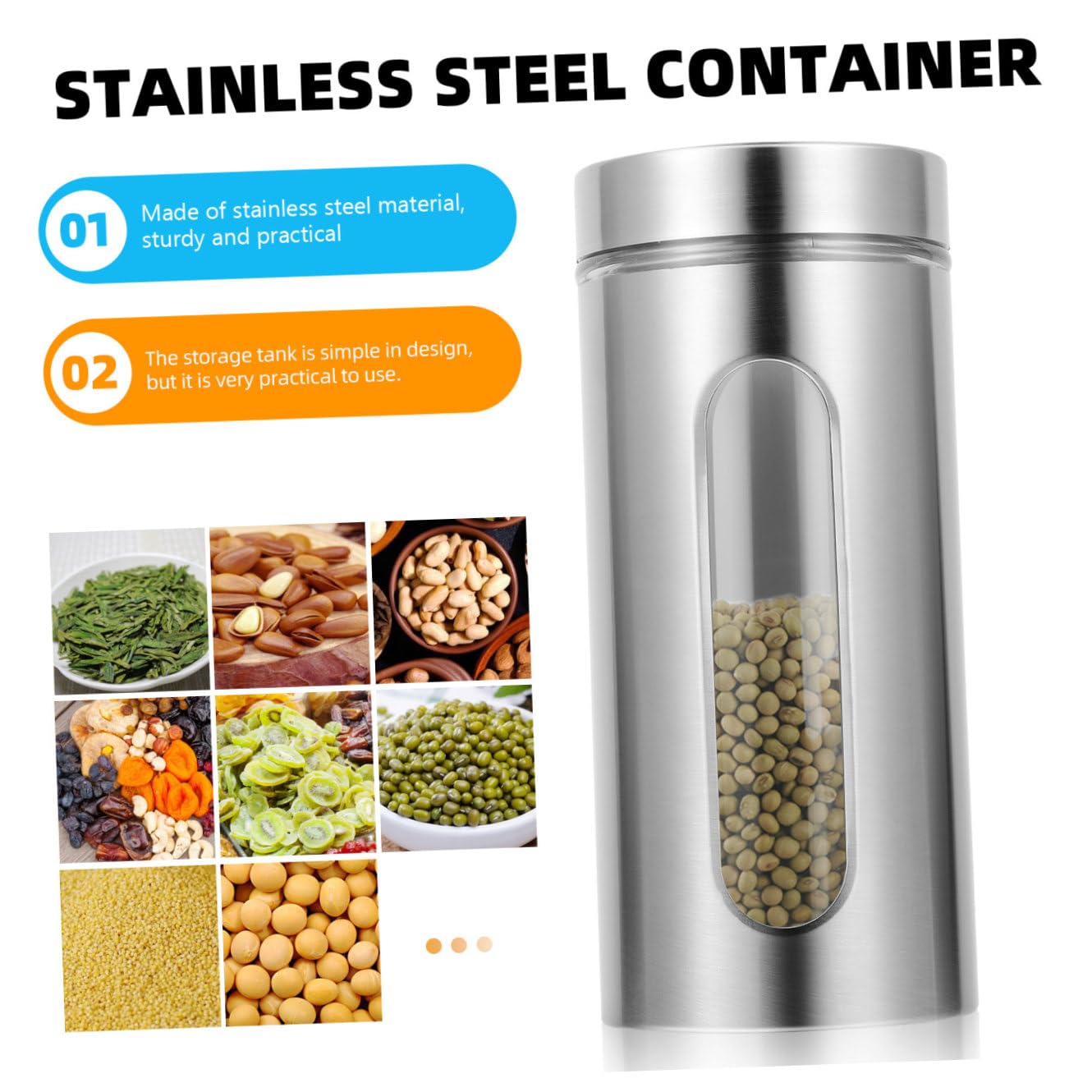 Tarro de Almacenamiento Hermético de Acero Inoxidable para Cocina Transparente y Resistente la Oxidación Contenedor Sellado para Té y Uso Doméstico