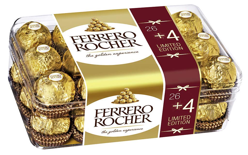 Ferrero Rocher 26 + 4 Vorteilspack, 375 g - knusprig-cremige Nuss-Pralinen-Spezialität - Zum Verschenken oder Genießen