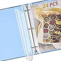 TUTATA 24Pcs 3-Hole Punched Magazine Holders for 3-Ring Binders - Translucent White Organizer Strips, No-Punch Storage