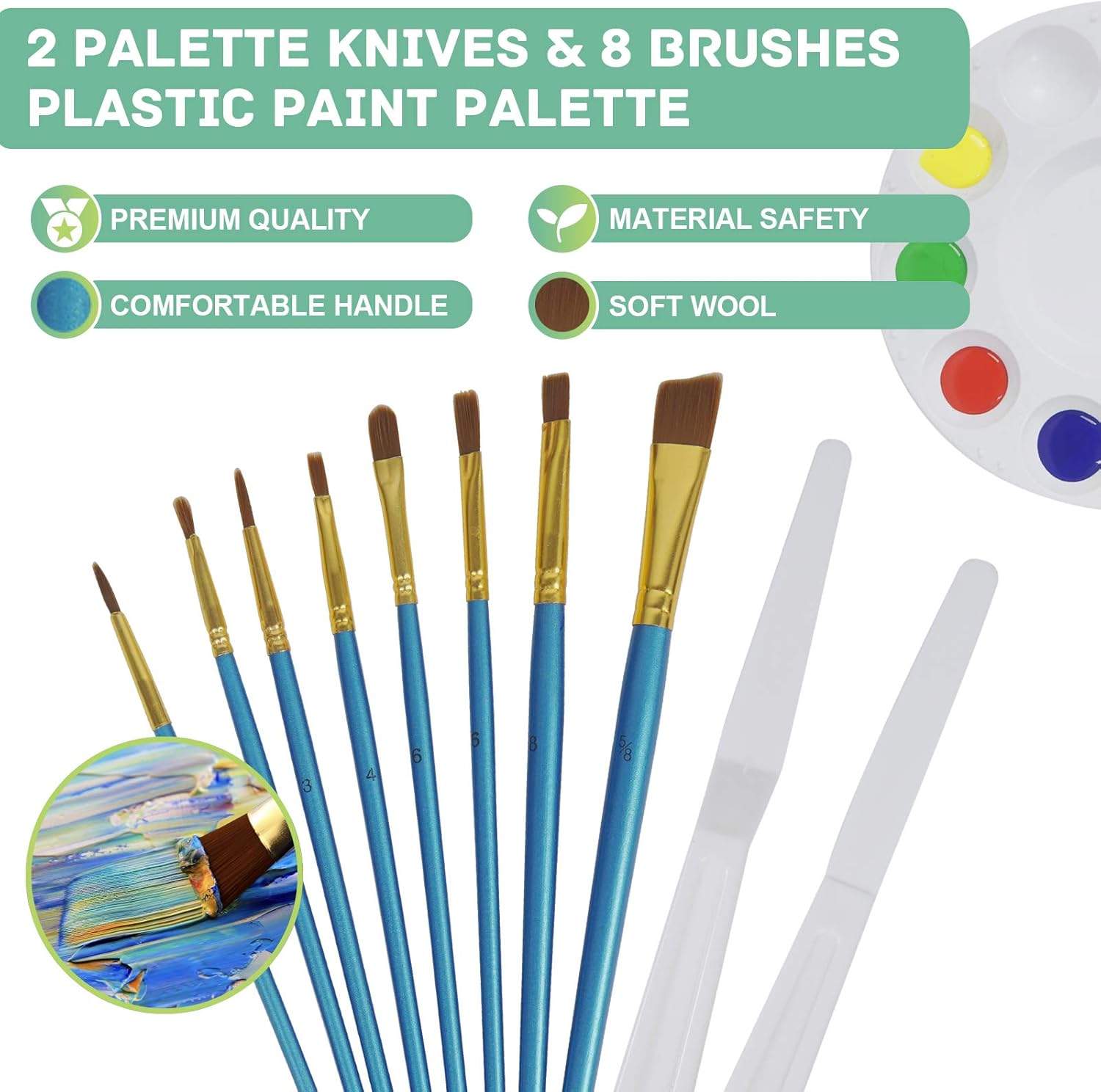 TAVOLOZZA 26 Pcs Acrylic Painting Supplies Kit, 17" Beech Wood Table Easel, 12 Non Toxic Washable Paints, 8 x 10 Stretched Canvas, 5 x 7 Canvas, 8 Brushes, 2 Palette Knife, 1 Palette