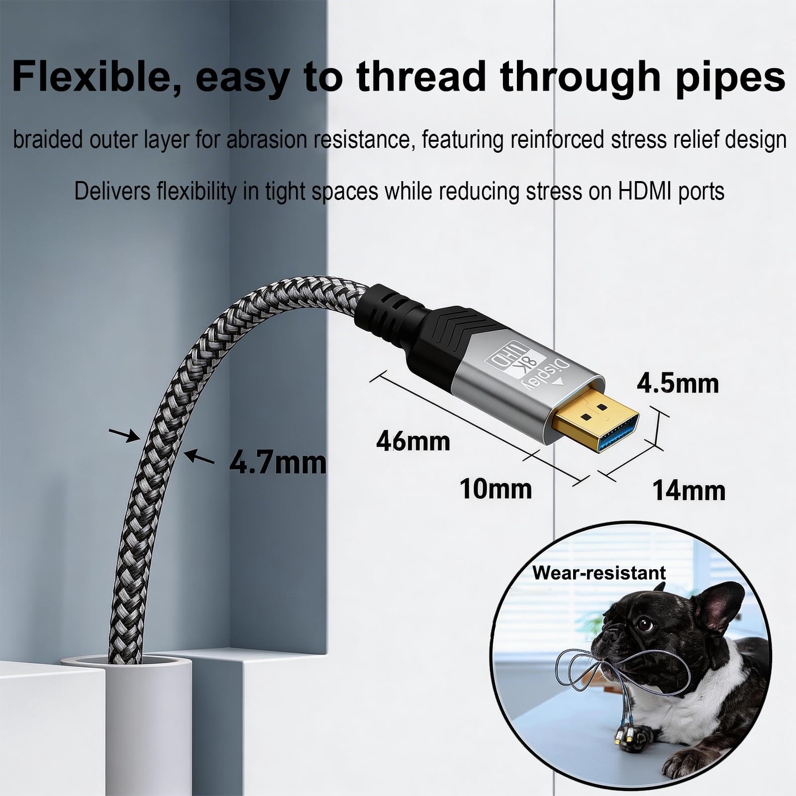 Soonsoonic 8K Glasfaser HDMI 2.1 2,5 m, volle 48 Gbit/s 8K @ 60Hz (4:4:4), unidirektionales geflochtenes Gaming-Kabel, 4K @ 120Hz eARC Dolby Atmos DTS: X HDR10 VRR ALLM, kompatibel mit PS5 Xbox Series
