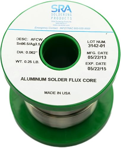 Alambre de soldadura de aluminio 96.5 Sn/3.5Ag .062 núcleo de flujo