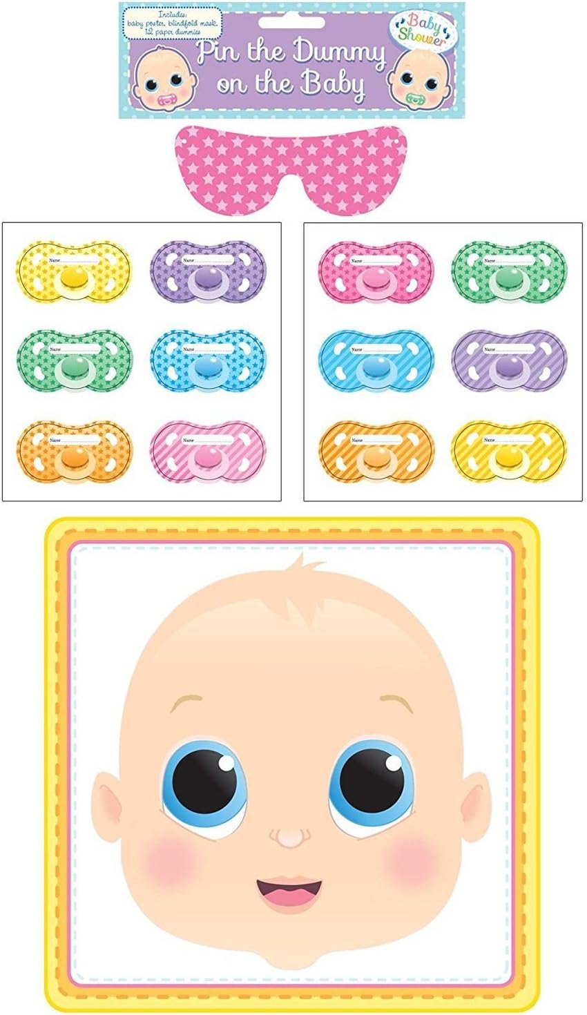 Pin the Dummy on the Baby Game with extra Dummies, up to 24 guests/players