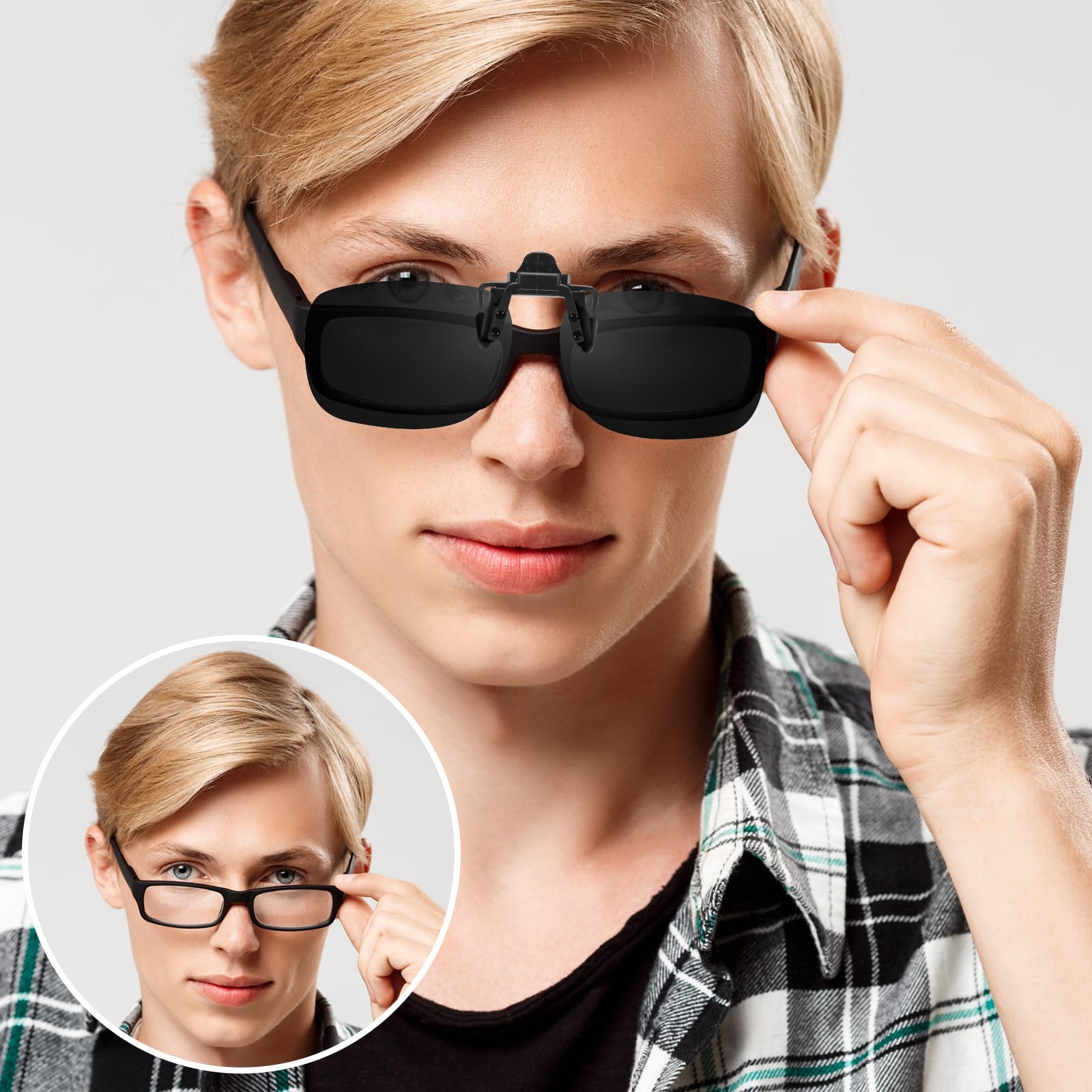 VIEWBETTER Polarized Clip On Sunglasses Over Prescription Glasses for Men Women Flip Up Sun Glasses UV400 Protection