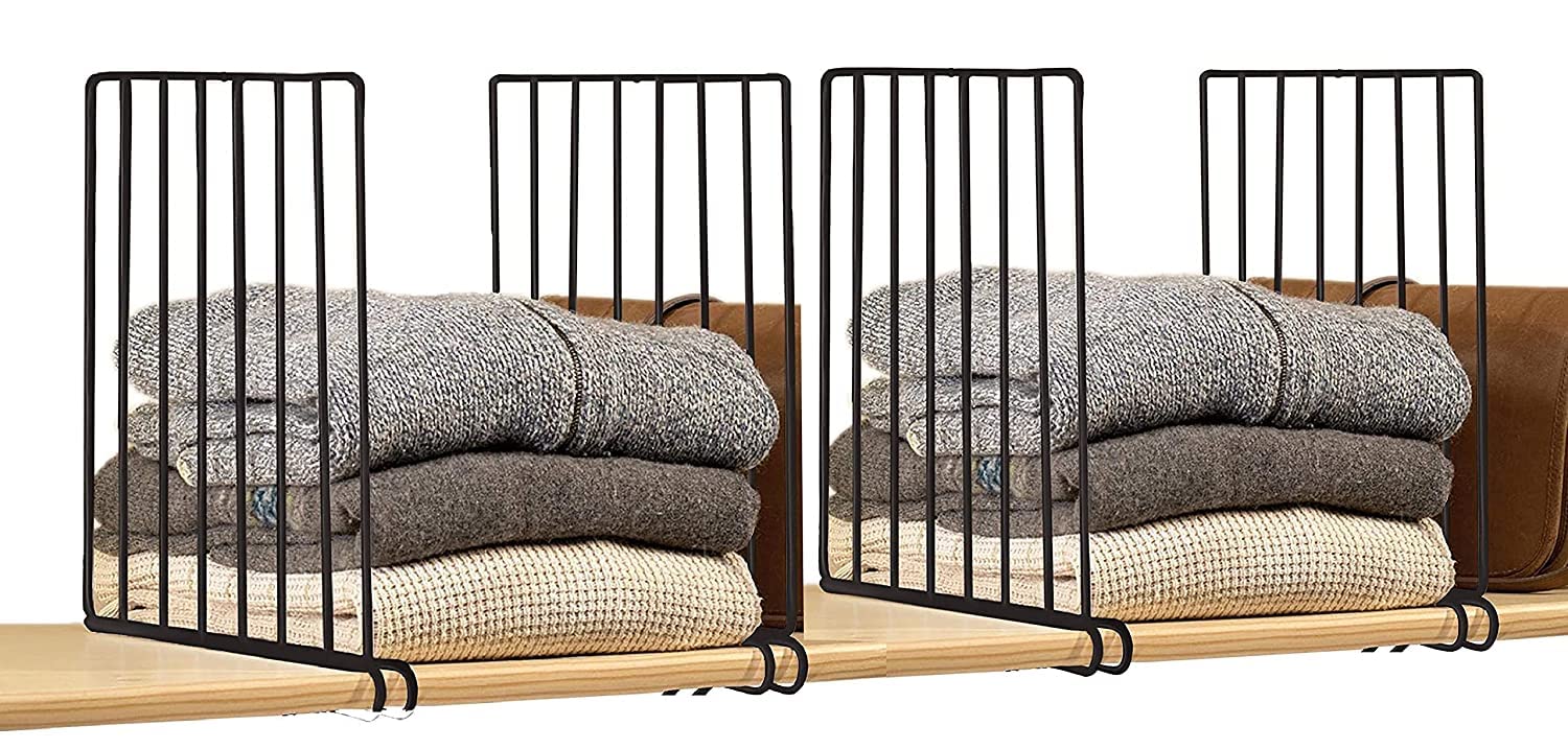 Closet Shelf Divider Organizer Rack Storage Counter Storage Cupboard, Cabinet, Bookshelf, Office Desk, Wardrobe (Assorted Colour : Black, 31 x 26 x 3.5cm, Floating Shelves Set of 4 (Black)