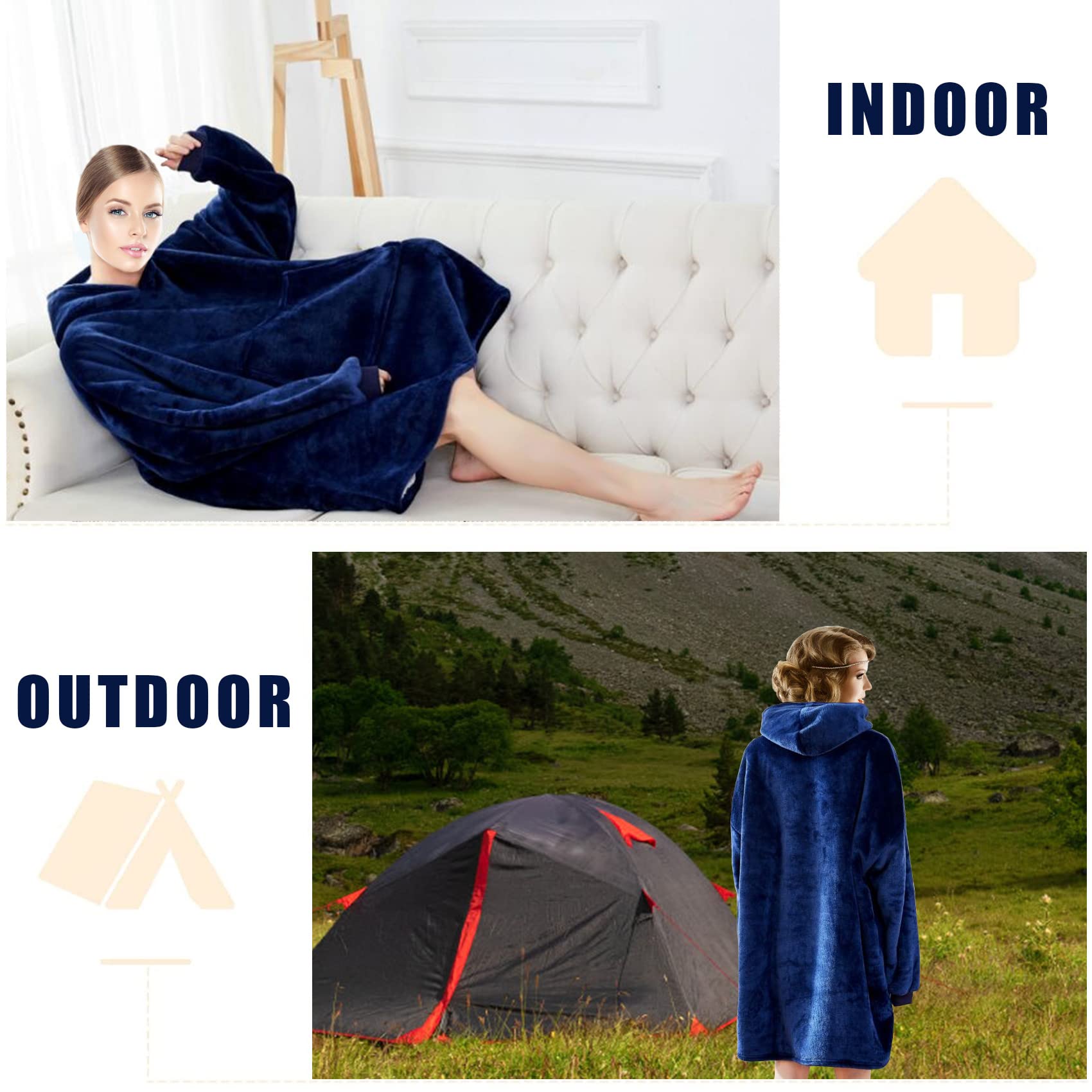Couvre-sweat à Capuche Géant Sherpa - Taille Oversized Pour Adulte - Poches Kangourou - Ultra Doux Et Chaud - Homme/Femme
