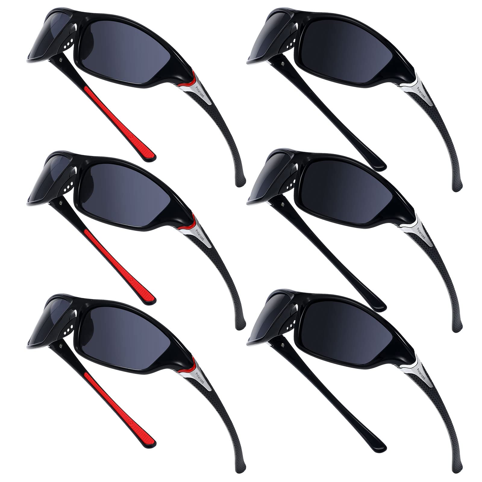 Cindeer6 Pairs Men's Polarized Sunglasses UV Protection Wrap Around Sports Sunglasses for Hiking Fishing Driving