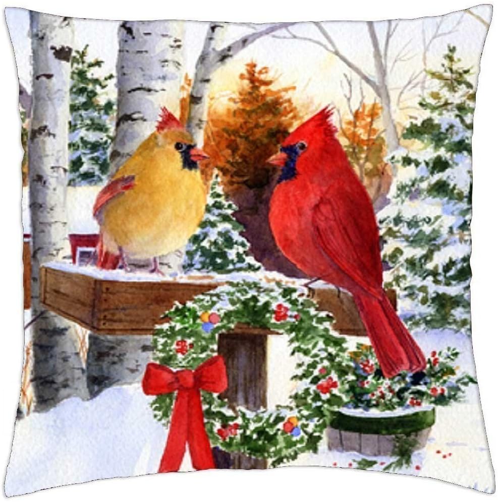 christmas cardinal throw pillows