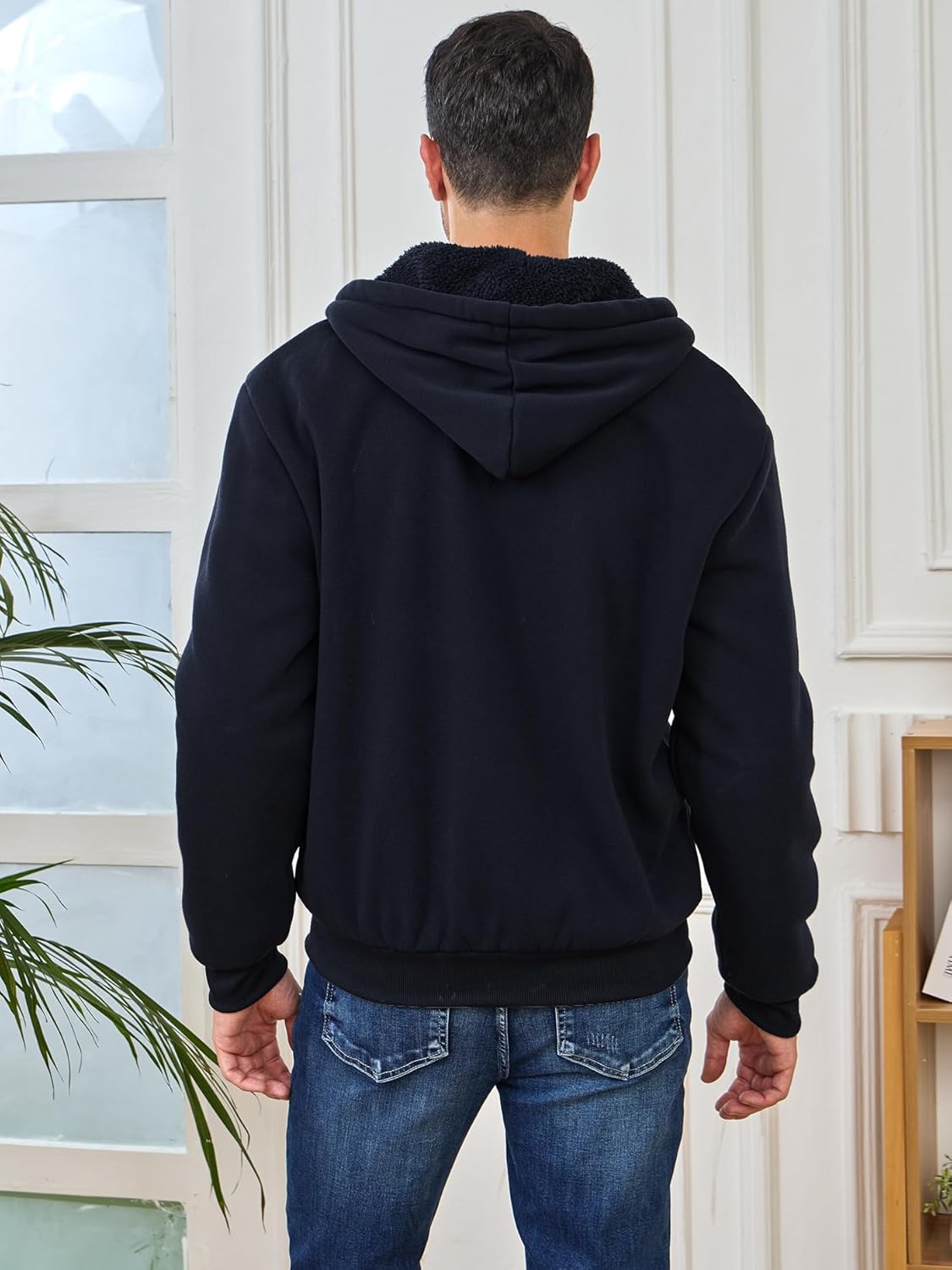 Hoodies for Men Full Zip Up Fleece Warm Thick Jackets Heavyweight Sherpa Lined Coat - Image 2