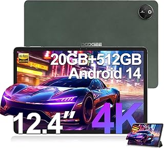 دوجي تابلت T30 ماكس 12.4 انش 4K اندرويد 14 ذاكرة RAM 20GB + روم 512GB 2TB TF هيليو G99 مع بطارية 10800mAh وشحن سريع 33 واط معتمد من TUV 50MP+20MP بصمة جانبية اخضر بلوتوث