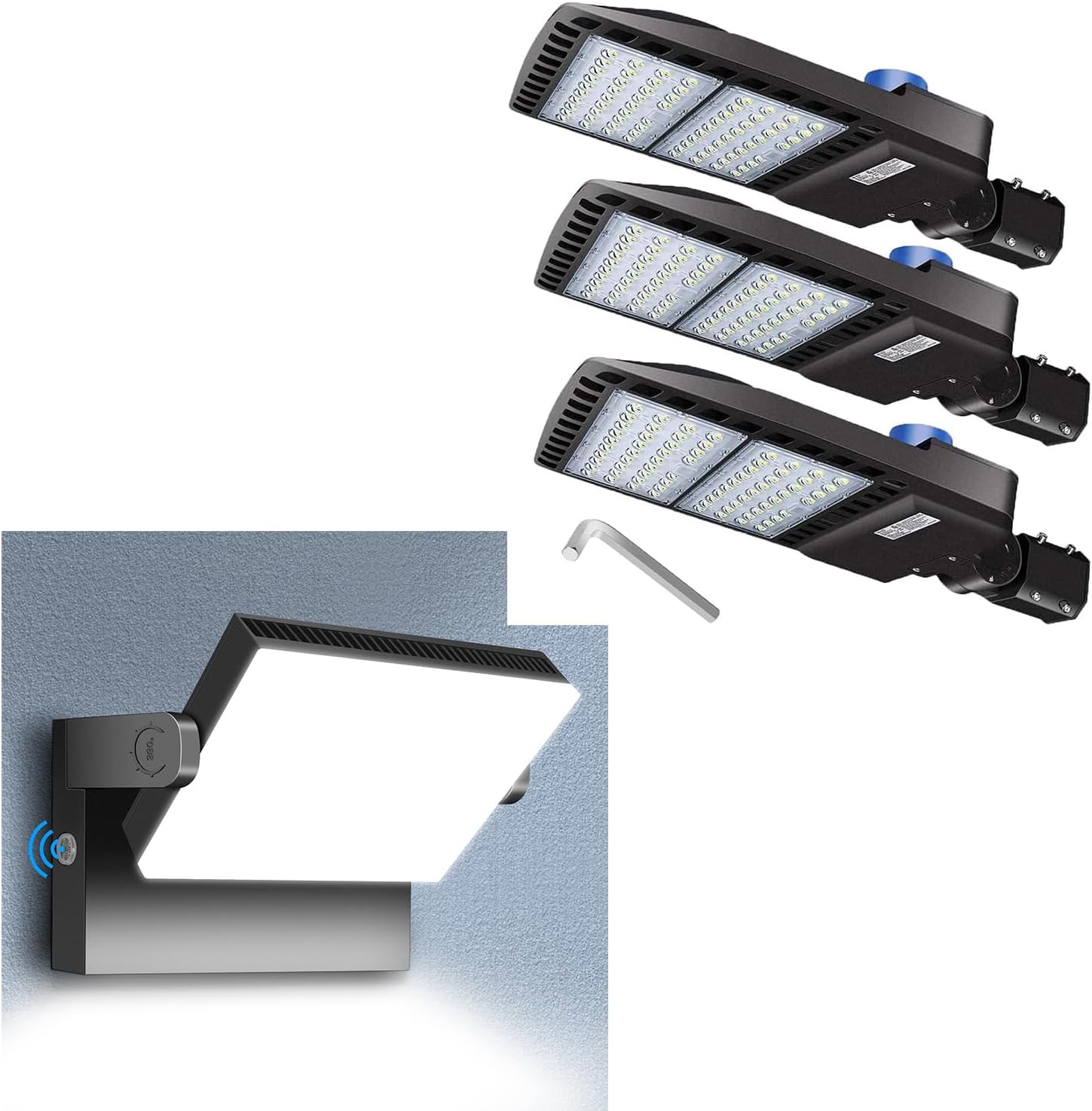 4 Pack 150W LED Wall Lights Outdoor with Photocell Dusk to Dawn Waterproof Area Security Lighting1 Pack LED Parking Lot Light 5000K IP65