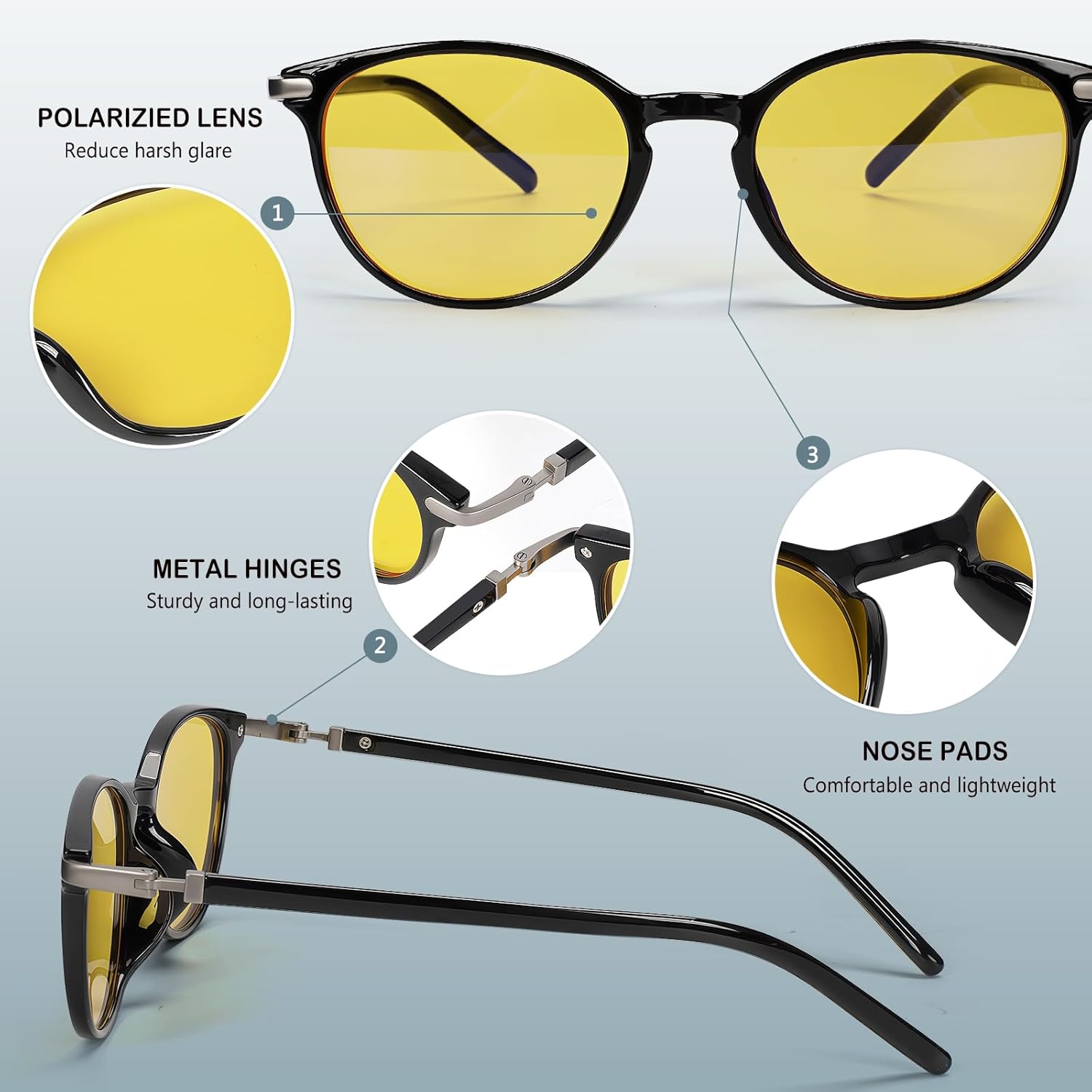 Vintage Round Blue Light Glasses for Women Men Round Polarized Glasses Anti Eyestrain & UV Protection - Image 2