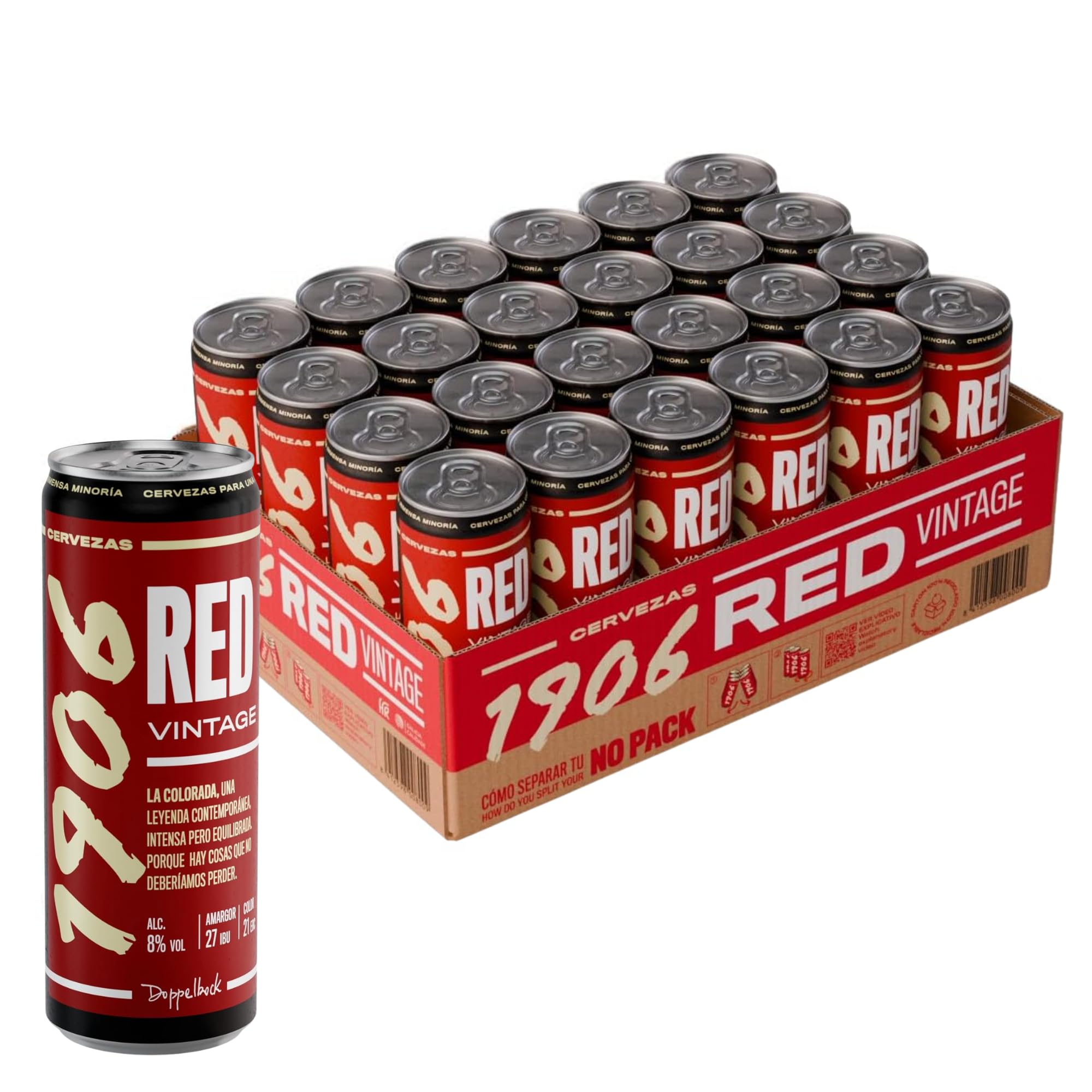 Cerveza Lager Extra 1906 Red Vintage Pack 24 Latas 33 cl 8% Alcohol