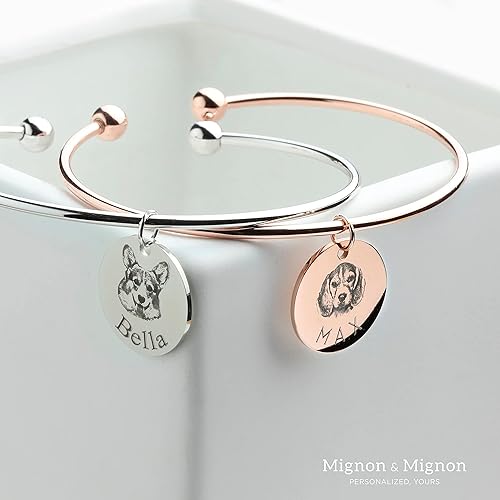 Miniatura 4 de MignonandMignon Pulsera personalizada para fotos de mascotas, brazalete de regalo de cumpleaños para ella, diseño de gato lindo y lindo gato