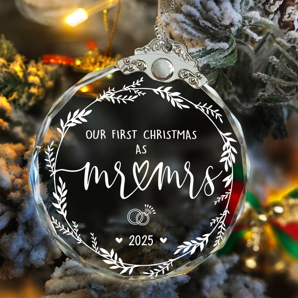Our First Christmas Married Ornament 2025, Just Married Christmas Ornament as Mr & Mrs, First Year Newlywed Ornaments for Couple - Image 2