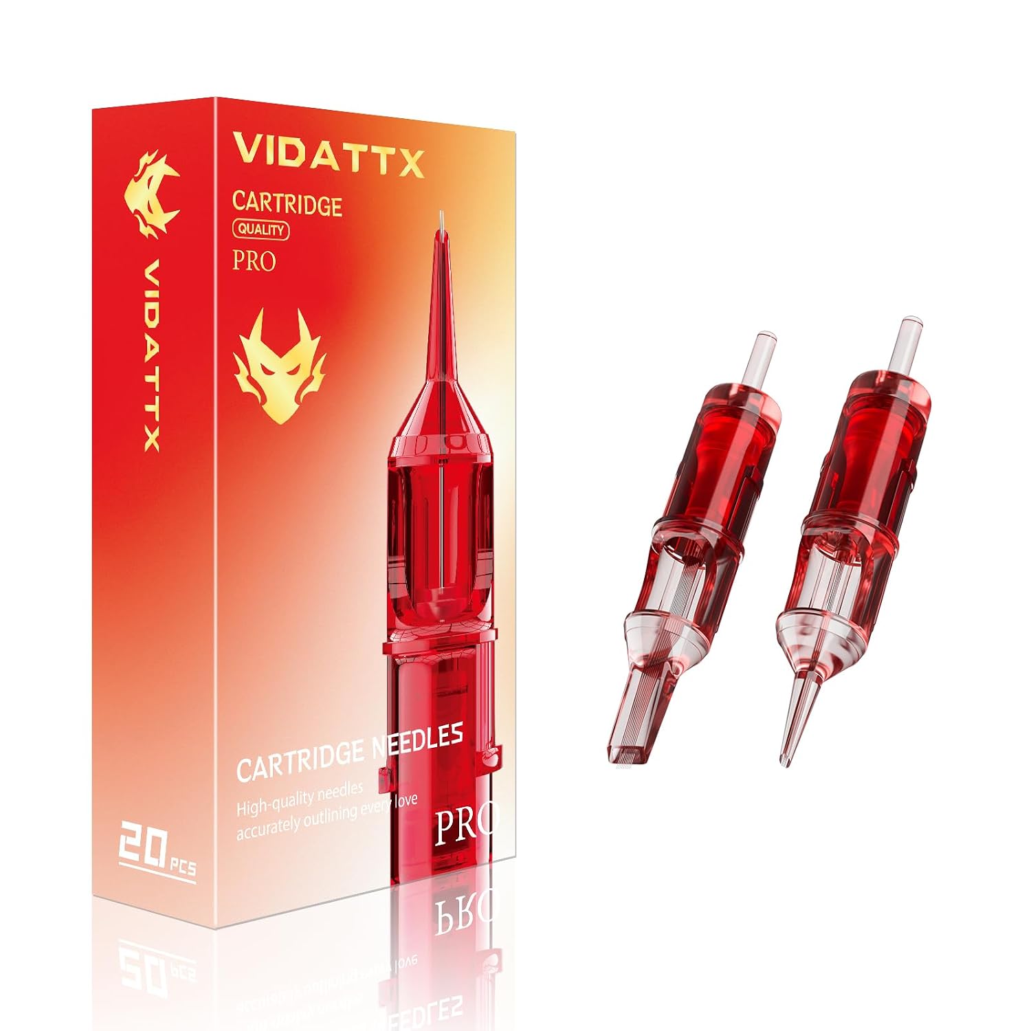20PCS Tattoo Cartridge Needles #12 (9RS) Standard Round Shader Tattoo Needles with Membrane Professional Disposable and Safety Tattoo Needles for Tattoo Pen