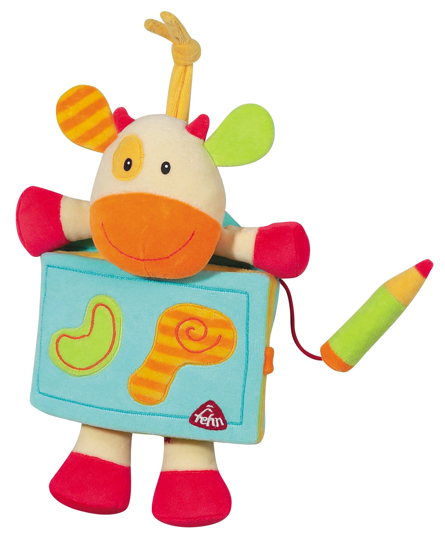 Brevi Premium Baby Cloth Book|Cow Soft Toys Book with Sounds|Developmental Toy for Kids|Stroller Hanging Toy|Car Seat Toy|Cradle Hanging Toy Sensory Book Toy for Baby 3-6 Months (Multicolour)