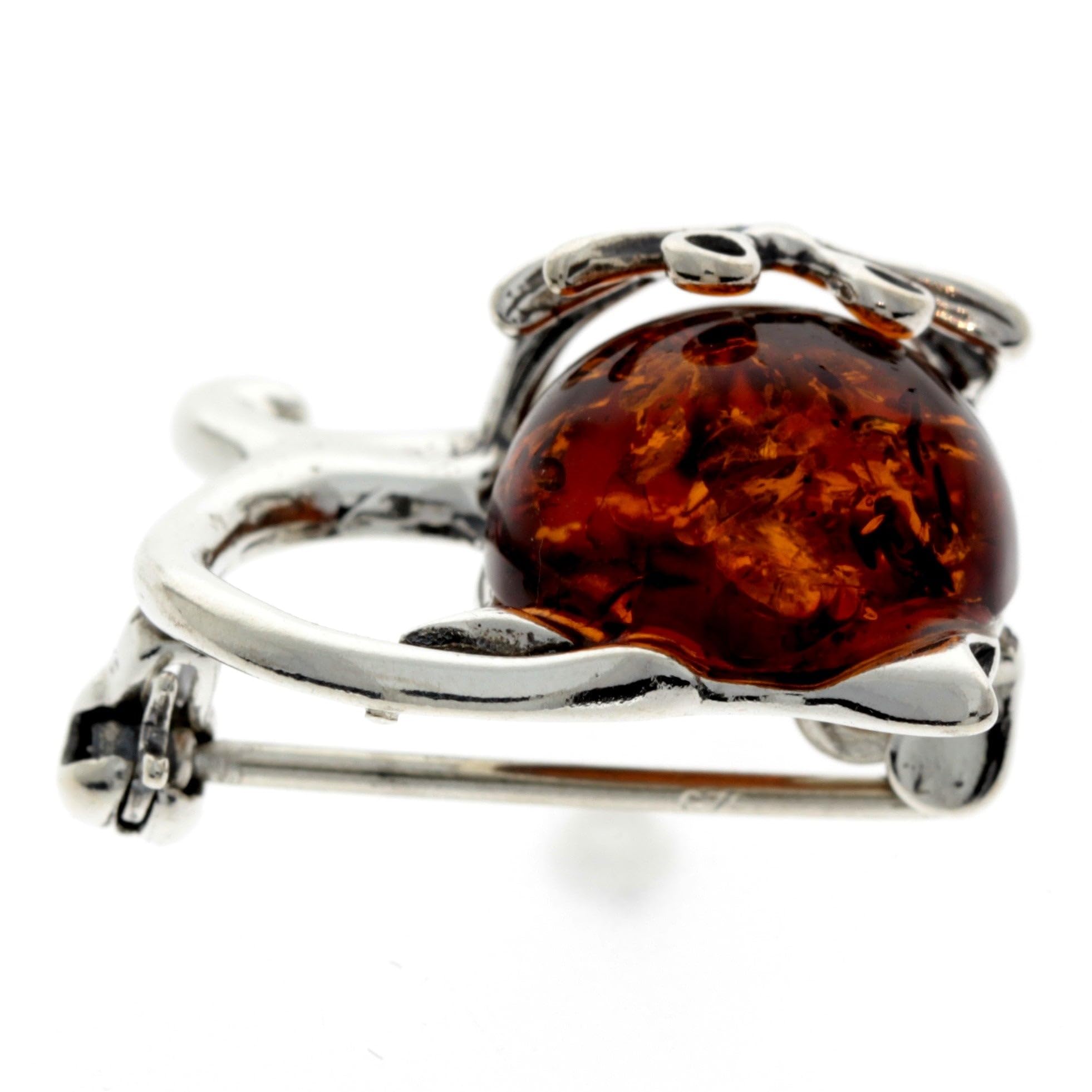 SilverAmber Damen - 925 Silber Brosche mit Bernstein - 4174