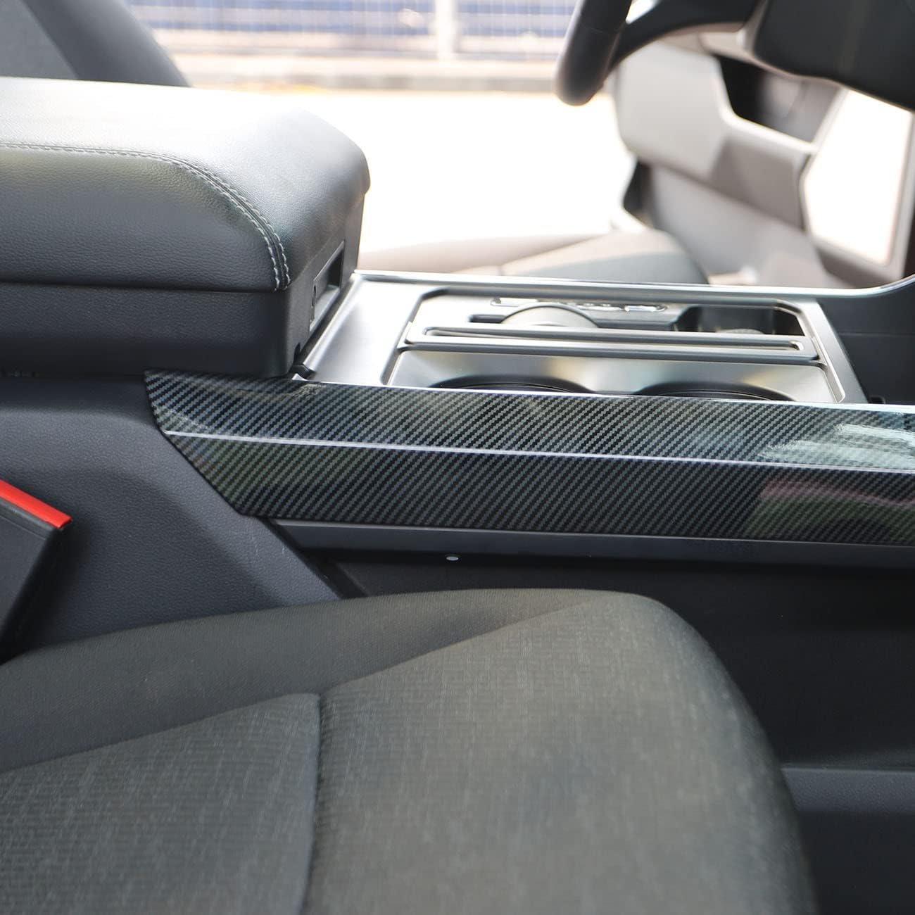 Carbon Fiber Central Control Panel Cover Tirm for Ford F150 2021+(Gear Shift Side)