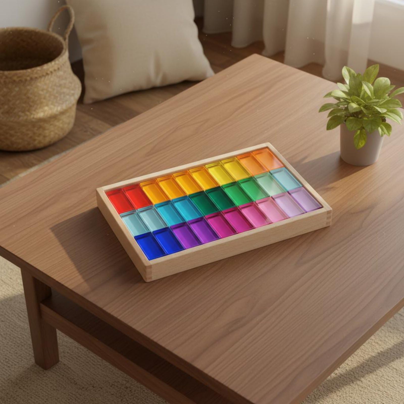 Acryl Bausteine Set Konstruktionsspielzeug Steckblöcke Lernspiel Kreativspiel Langlebiges Transparentes Material für Kinderzimmer Vorschule Kindergarten Spielzimmer, Macaron 30Stk