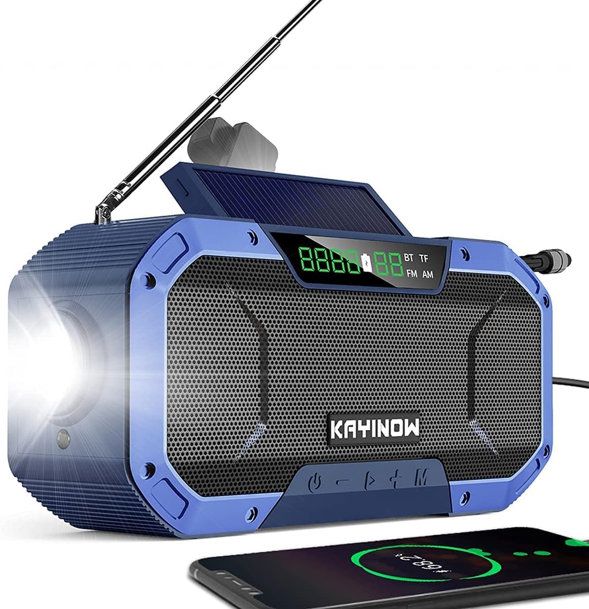 Portable Emergency Radio Bluetoooth Speaker,FM AM WB NOAA Weather Radio w/ 5000mAh Power Bank,IPX5 Waterproof Hand Crank Solar Radio w/LED Flashlight,SOS Alarm,Compass for Outdoor Survival : Electronics