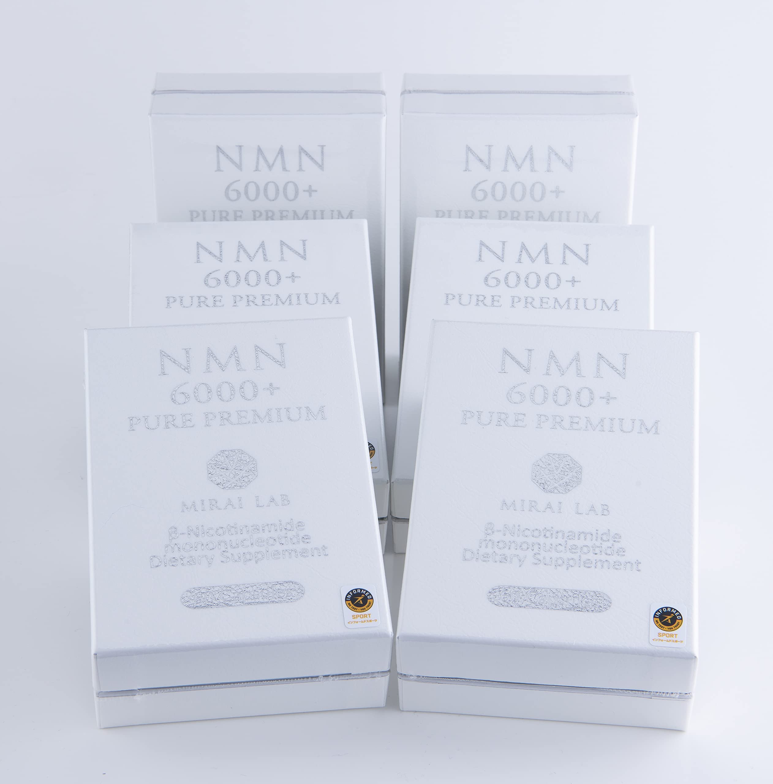 NMN Pure Premium 6000 Plus. Supplements (60 Capsules) Mirailab Bioscience Amazon Original 6-Bottle Set