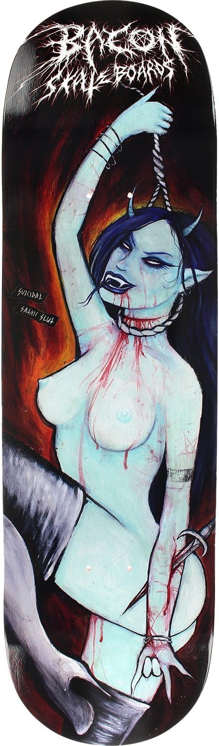 BACON Suicidal Satan Slut Deck -8.75 Assembled as Complete Skateboard