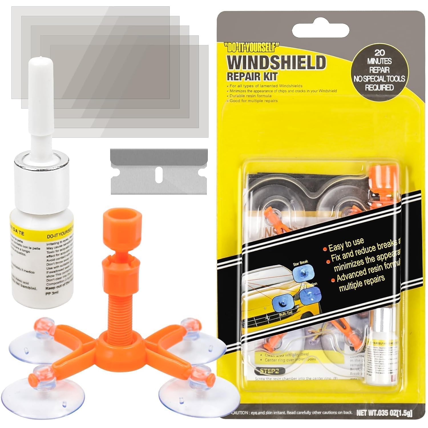 Windshield Repair Kit (2026 Edition) – Fix Chips, Cracks, Bulls-Eye, Nicks & Star | Easy DIY Car Glass Repair Tool Set for Auto Windshield Polishing | (Pack of 1)-image-28