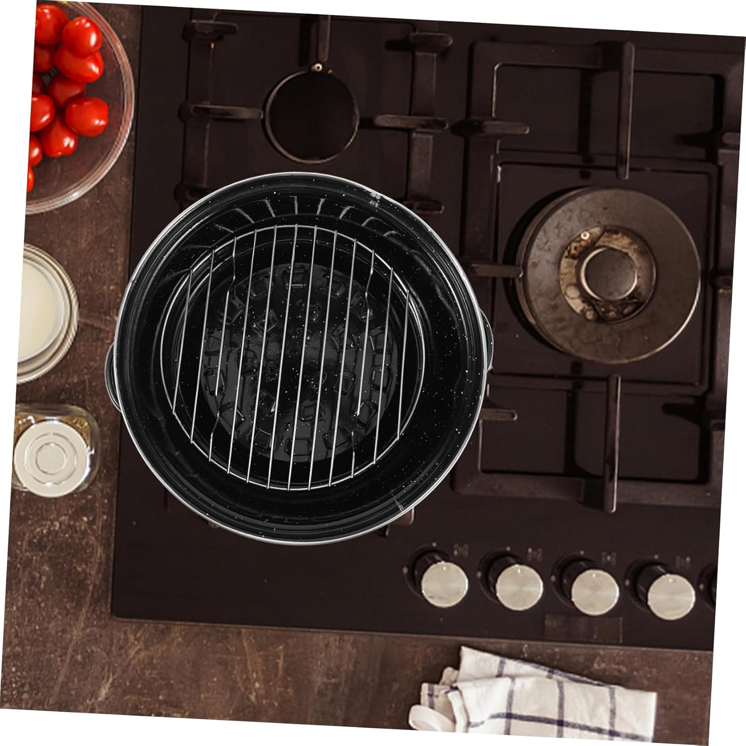 MERRYHAPY Convenient Roasting Pot Enamel Roasting Pan Rack Cooking Supply Potato Stove Heat Uniform Safe Material