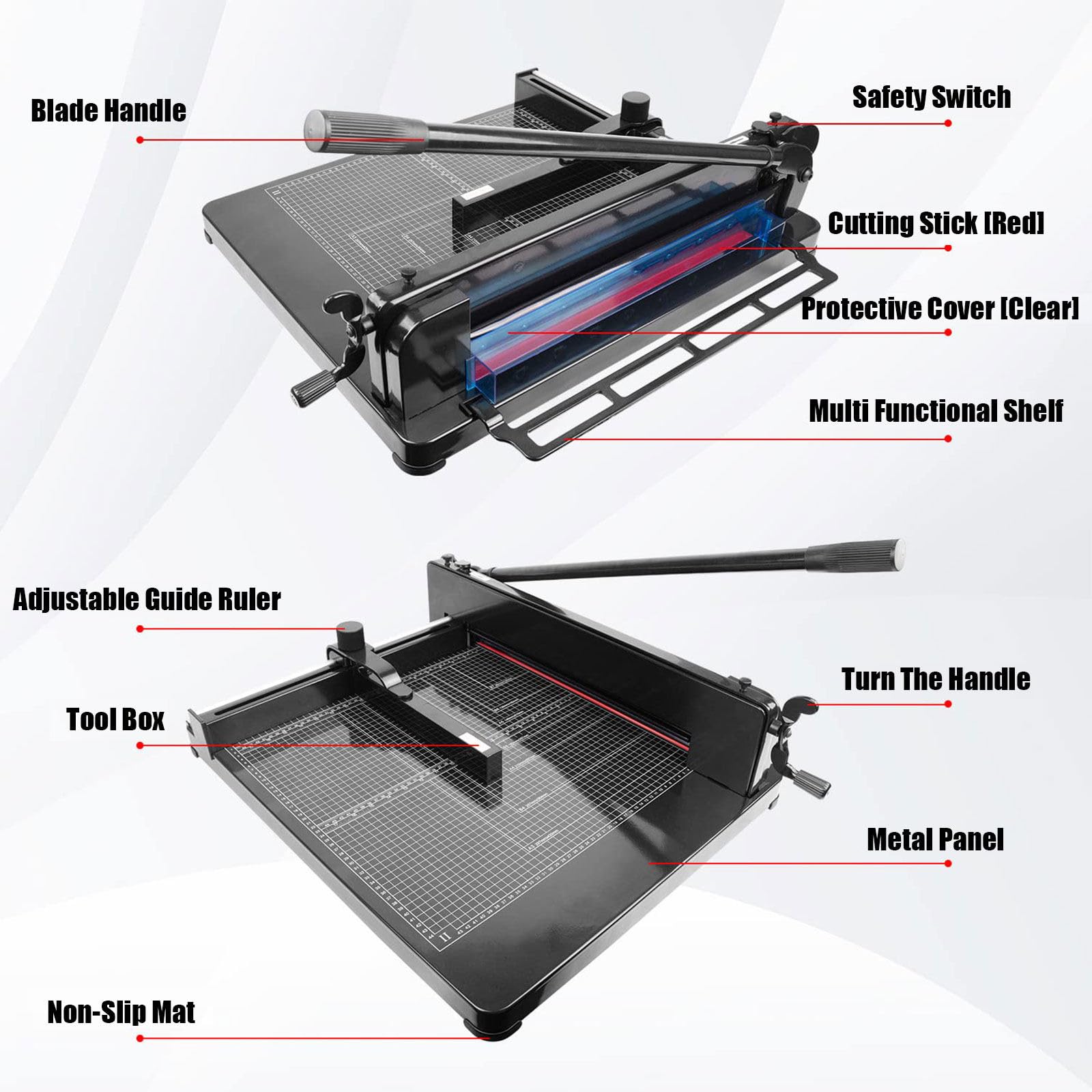 Taglierina per Carta A4/A3, affettatrice a Leva, tagliatrice di precisione con Lame da 315/440 mm, per Impianti di Stampa, uffici, scuole e Usi Artigianali A4
