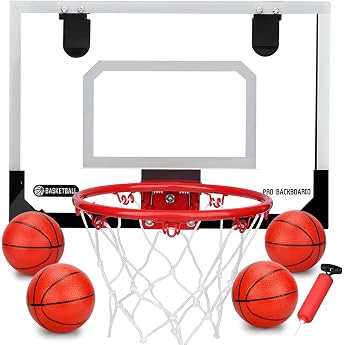Mini Basketball Hoop Set for Children Adults Room with 4 Ball Pump Sports Toy Dunk 23 cm Metal Ring Office Basketball Board Ball Net Office Home 40 x 30 cm Indoor Outdoor Basketball Board Wall Mounted