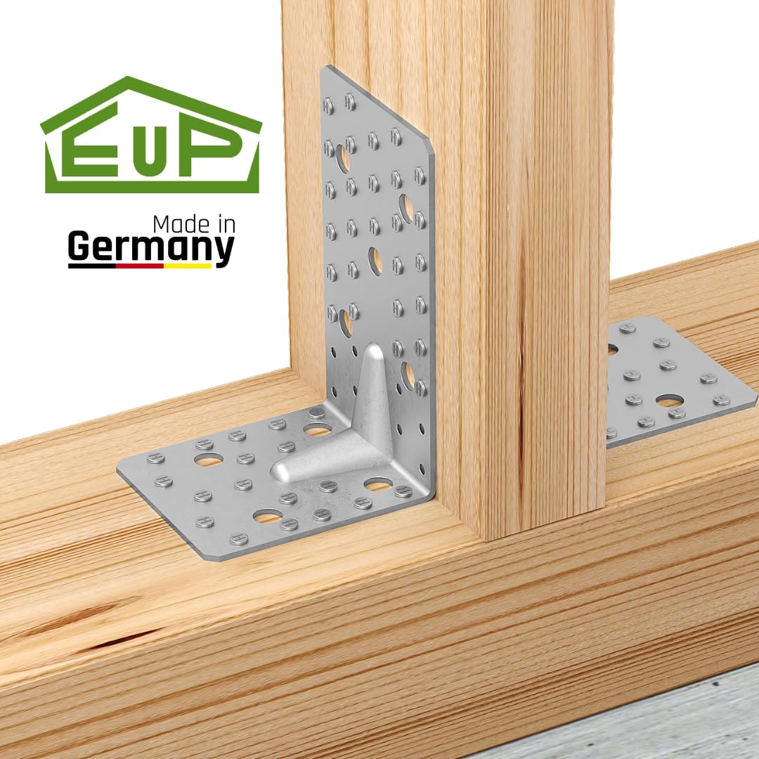 EuP Winkel Set mit 10 Stk. 110/170 S, Schwerlast Winkelverbinder aus robustem und verzinktem Stahl in 3mm Stärke, Universell einsetzbar für Holz/Beton/Mauerwerk, Made in Germany