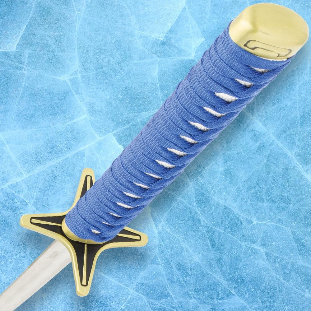 Hitsugaya Hyourinmaru Zanpakuto Anime Sword | 440 Stainless Steel Blade | Distinctive Star-Shaped Tsuba | Ray Skin Handle with Cord Wrap | Coordinating Scabbard | 40" Overall Length