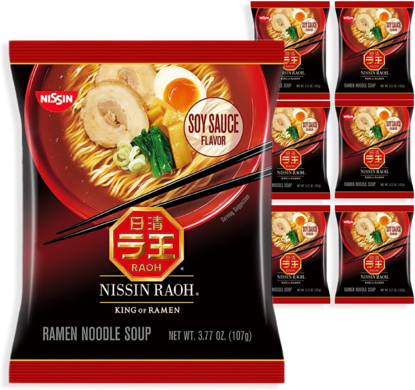 RAOH Ramen Noodle Soup, Soy Sauce, 3.77 Ounce (Pack of 6)