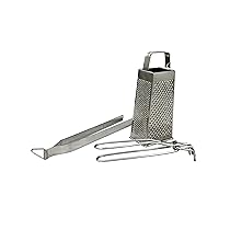 Stainless Steel Chapati Roti Chimta with Pakkad Utensil Holder and 4 Way Grater and Slicer.