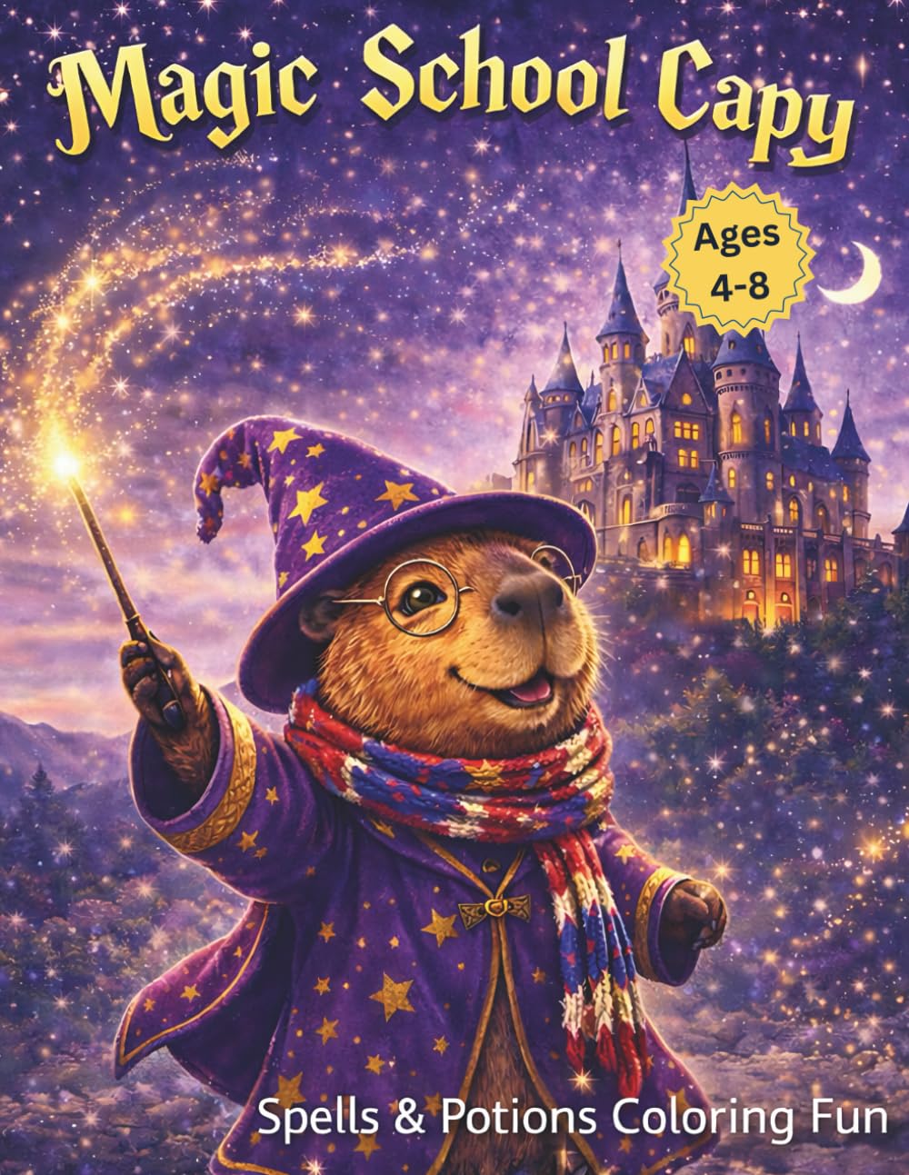 Magic School Capy: Spells & Potions Coloring Fun – 50 Magical Wizard & Fantasy Capybara Pages for Kids Ages 4-8 (Wands, Castles, and Cute Animal Wizards) (Capy Adventures Coloring Series)