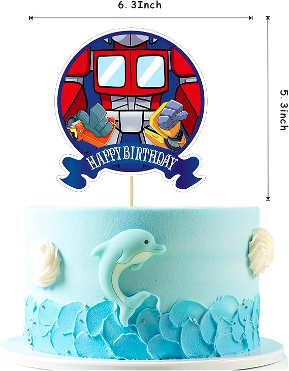 Cartoon For Robot Party Supplies,Birthday Decorations Set Include Banner, Balloons, Hanging Swirls, Cake Cupcake Toppers for Boys Girls Party.