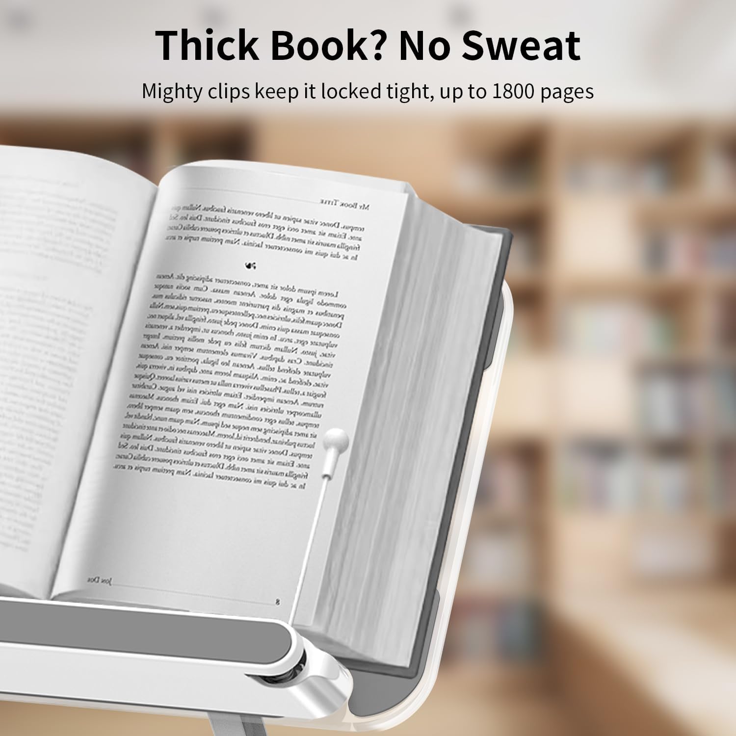 Adjustable Acrylic Book Stand for Reading in Bed, Book Holder Stand for Reading Hands Free, Cookbook Stand for Kitchen Counter, Reading Stand Book Holder for Couch, 360° Rotating & Page Clips