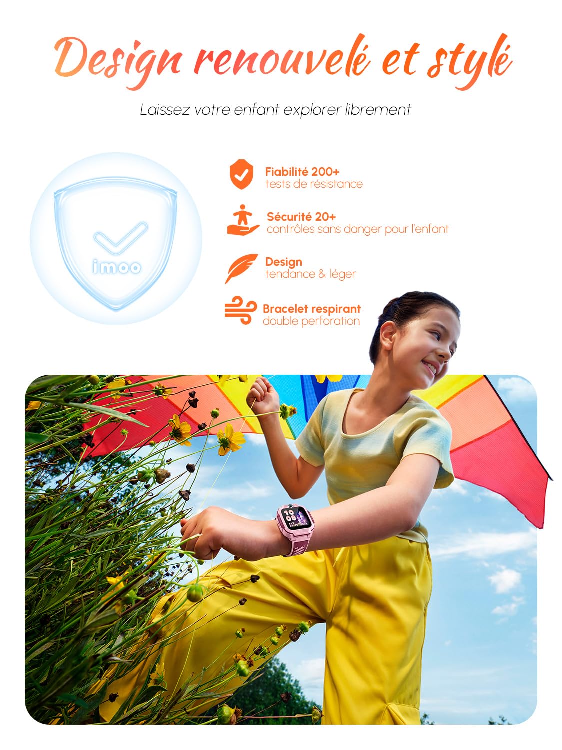 imoo Z3 Rose Montre Connectée Enfant 4G avec Carte SIM : Traceur GPS Enfant Précis, Appels Vidéo HD, SOS, Étanche IP68 et Mode Classe - Smartwatch Enfant Fille Garçon
