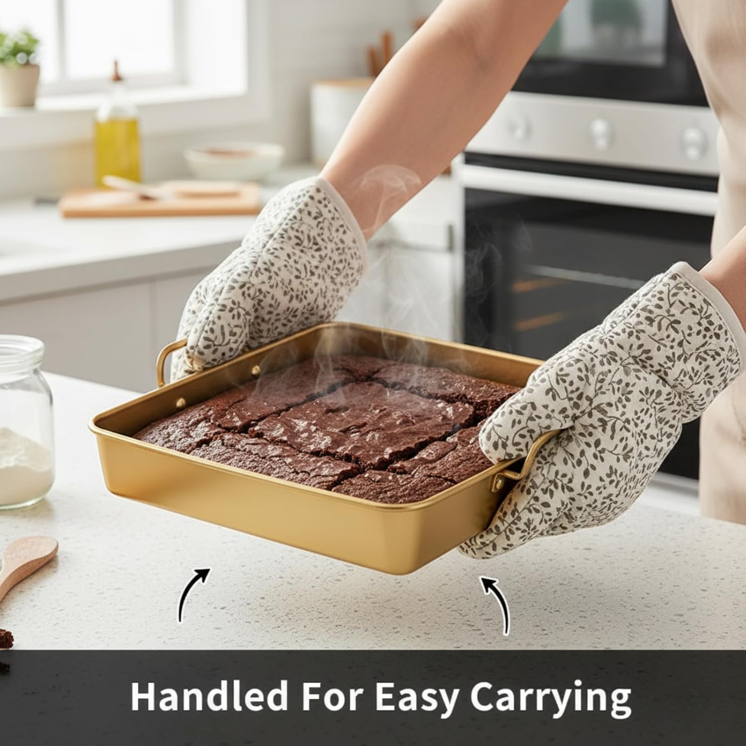 Stainless Steel Square Baking Pan, 2-Piece 10-Inch Deep Cake Pan Set with 50 Parchment Papers, Nonstick Bakeware for Brownies Pizza Lasagna
